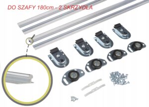 zestaw kółek i prowadnic do szaf przesuwnych 180cm