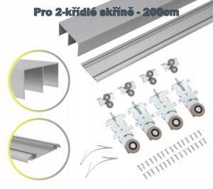 System przesuwny do 2 drzwiowych szaf RAM V 2000mm 2 drzwi SREBRNY