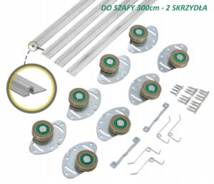 zestaw kółka rolki z prowadnicami do szaf przesuwnych 3000mm Sevroll Micra