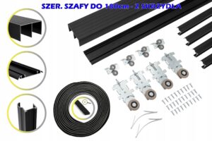 System przesuwny do szaf RAM V 180cm 2 skrzydła czarny raczki