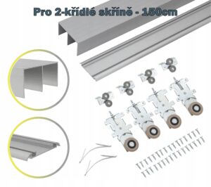 System przesuwny do 2 drzwiowych szaf RAM V 1500mm 2 drzwi SREBRNY