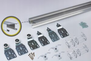 zestaw kółek z prowadnicą górną do szaf 240 3drzwi