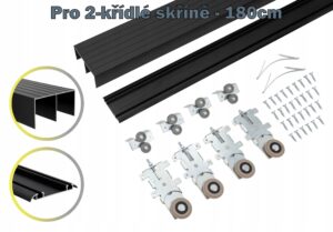 System przesuwny do 2 drzwiowych szaf RAM V 1800mm CZARNY wózki prowadnice