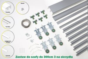 Kółka prowadnice i rączki szafy przesuwnej 3,0m 3D