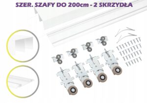kółka wózki rolki prowadnice do szaf przesuwnych RAM V 200cm 2 drzwi BIAŁY