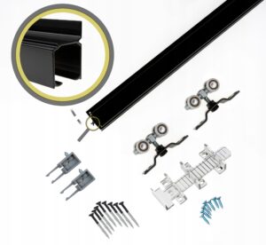 System przesuwny Iron ścienny 60kg 300cm CZARNY +dodatkowa prowadnica 300cm