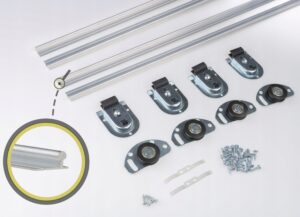 zestaw kółek i prowadnic do szaf przesuwnych 250cm