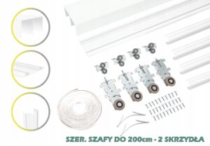 System przesuwny do szaf RAM V 200cm 2 skrzydła BIAŁY raczki
