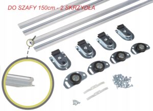 zestaw kółek i prowadnic do szaf przesuwnych 150cm