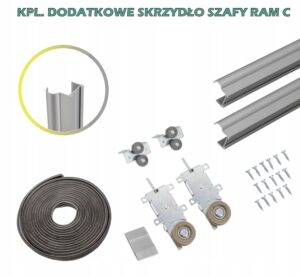 kółka wózki rolki rączki dodatkowe skrzydło szafy przesuwnej RAM C SREBRNY