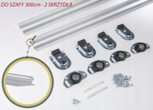 zestaw kółek i prowadnic szaf przesuwnych 300cm