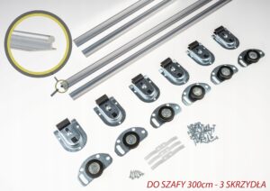 zestaw kółek i prowadnic szaf przesuwnych 300cm 3D