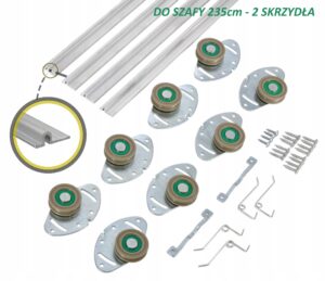 zestaw kółka rolki z prowadnicami do szaf przesuwnych 2350mm Sevroll Micra