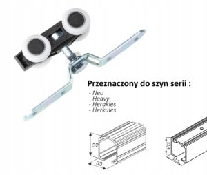 kółko rolka wózek jezdny z mocowaniem drzwi przesuwnych podwieszany HEAVY