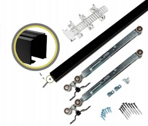 system przesuwny IRON CZARNY mocowanie do sufitu 60kg 140cm 2x domykacz