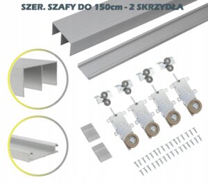 kółka rolki prowadnice do szafy przesuwnej RAM C 150cm 2 skrzydła SREBRNY