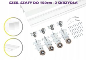 kółka wózki rolki prowadnice do szaf przesuwnych RAM V 150cm 2 drzwi BIAŁY