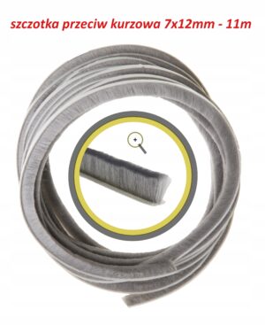szczotka uszczelka szczotkowa 7x12 szara 11m klej