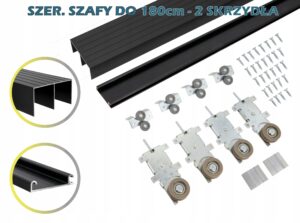 kółka wózki rolki prowadnice szafy przesuwnej RAM C 180cm 2 skrzydła czarne