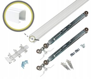 system drzwi przesuwnych mocowany do sufitu IRON 60kg 2,0m 2Xdomykacz BIAŁY