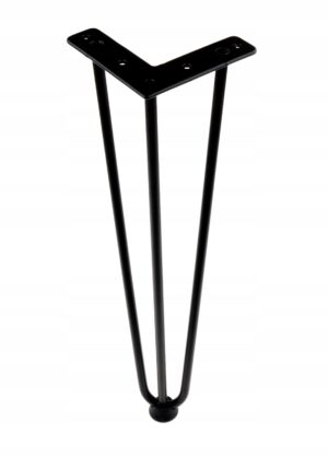 Noga meblowa stolika ławy Hairpin 3 pręty CZARNA wysokość 406mm + stopka