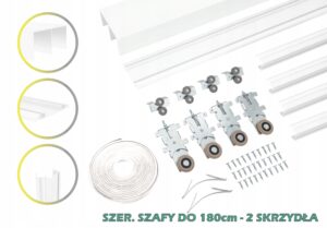 System przesuwny do szaf RAM V 180cm 2 skrzydła BIAŁY raczki