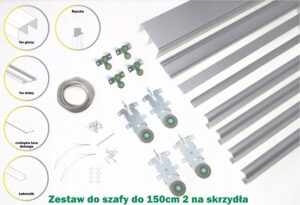 Kółka prowadnice i rączki szafy przesuwnej 1,5m 2D