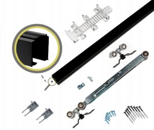 system przesuwny IRON CZARNY mocowanie do sufitu 60kg 1,6m domykacz