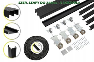 System przesuwny do szaf RAM C 240cm 2 skrzydła czarny raczki