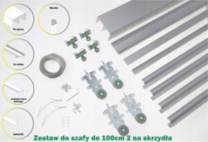 Kółka prowadnice i rączki szafy przesuwnej 1,0m 2D