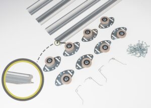 zestaw kółek i prowadnic do szaf przesuwnych 300cm