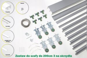Kółka prowadnice i rączki szafy przesuwnej 2,0m 3D
