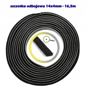 szczotka odbojowa uszczelka szczotkowa kurzowa 14x4 czarna 16,5m wsuwana