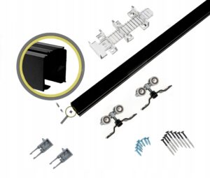 CZARNY System do drzwi przesuwnych IRON mocowany do sufitu 60kg 150cm