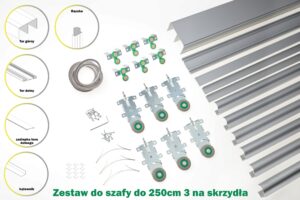 Kółka prowadnice i rączki szafy przesuwnej 2,5m 3D