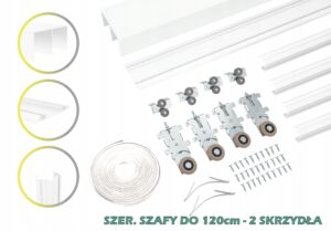 System przesuwny do szaf RAM V 120cm 2 skrzydła BIAŁY raczki